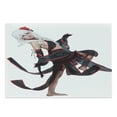 thumbnail image 1 of Anime Cutting Board, Posing Warrior Girl in Manga Style Japanese Culture Themed Illustration Art, Decorative Tempered Glass Cutting and Serving Board, Large Size, Red White and Black, by Ambesonne, 1 of 1