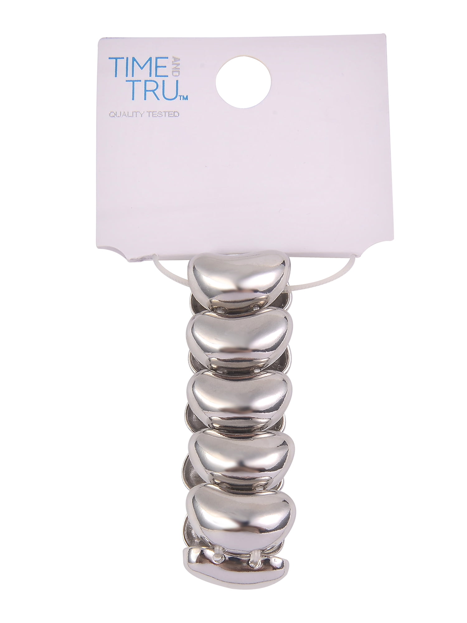 Time and Tru Women's Silver-Tone Wavy Metal Stretch Bracelet