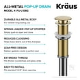 thumbnail image 4 of Kraus PU-L10BG Bathroom Sink Pop-Up Drain with Extended Thread in Brushed Gold, 4 of 7