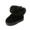 thumbnail image 6 of Kids Girls Platform Snow Boots Casual Suede Round Toe Plush Warm Pull on Winter Mid Calf Booties Thickened Warm High Top Ankle Boots 12.5 Little Kid Black, 6 of 6