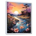 thumbnail image 2 of Designart "Riverside Rural Allure At Dusk" Landscape Forest River Floater Framed Canvas Prints, 2 of 5