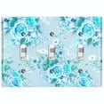 thumbnail image 1 of Metal Light Switch Plate Outlet Cover Teal Rose Flower Wallpaper ROS047, 1 of 13