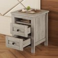 thumbnail image 3 of 2-Drawer Farmhouse Wooden Nightstand with Well-proportioned Design and Sleek Lines, Wood Side Table with Storage Cabinet for Bedroom, Antique Gray, 3 of 9