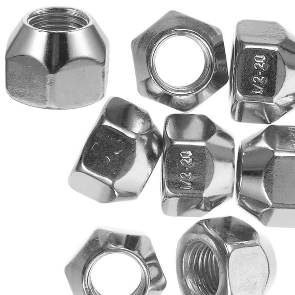 10pcs Wheel Lug Nuts for Trailer Camper Replacement Automotive Supplies 1/2-20 Silver Carbon Steel