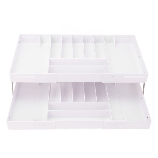 Bandeja Organizadora De Cajones Plegable De 2 Niveles, Almacenamiento De Cajones Inteligente Plegable, Cajón De Basura Expandible Para Maquillaje, Joyas, Cubiertos, Utensilios,