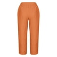 thumbnail image 4 of WIZUTIZ Women's Plus Size Pants Comfy Leisure Relaxed Fit Wide Leg Sweatpants Spandex Elastic High Waist 7/8 Length Palazzo Pants Solid Asymmetrical Cropped Sweatpants for Ladies Office Club Orange, 4 of 4