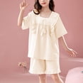 thumbnail image 2 of Zpanxa Toddler Girls Outfits Summer Solid Color Thin Home Clothing with Ruffle Short Sleeve Round Neck Blouses 8-9 Years, 2 of 6