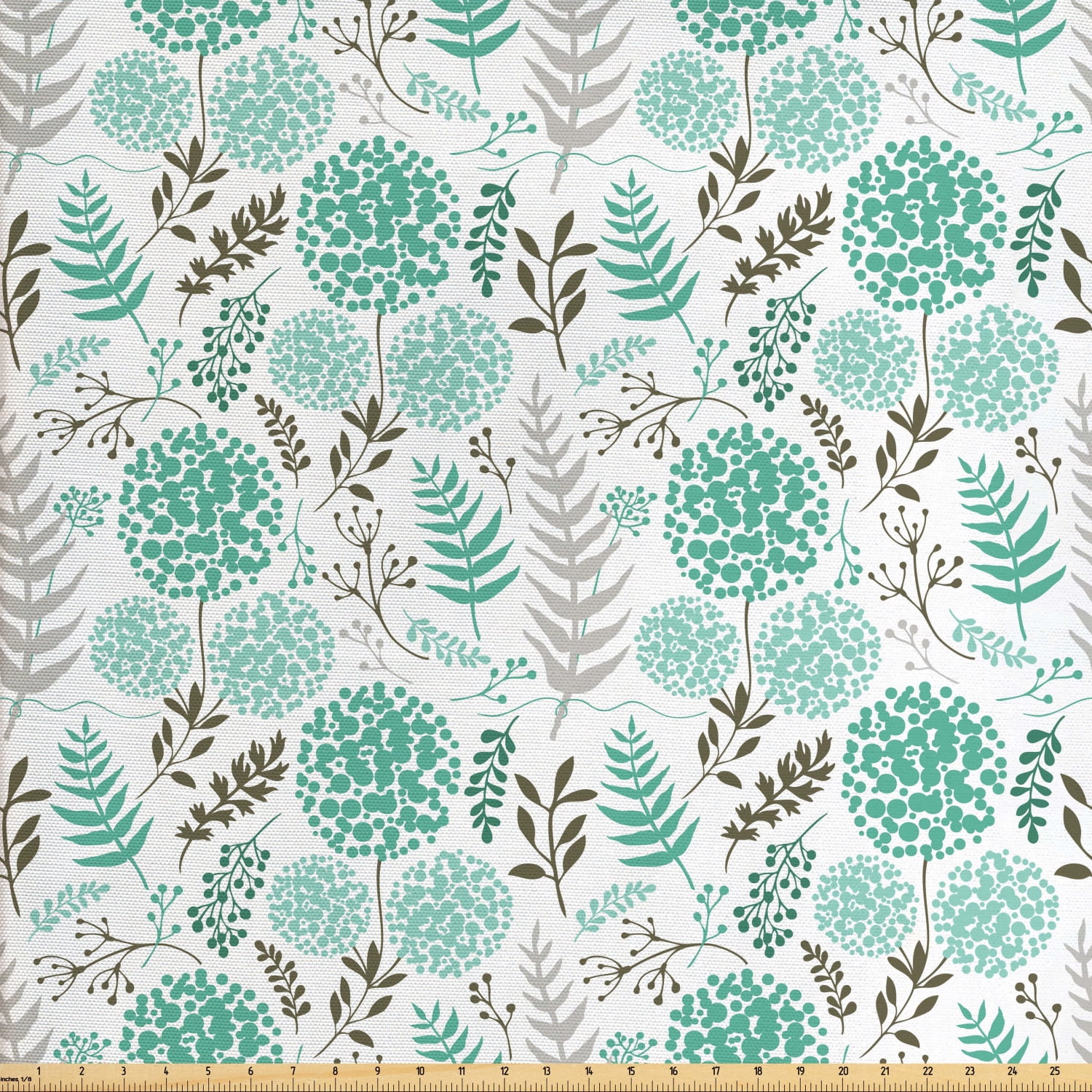 Botanical Fabric by The Yard, Abstract Design Foliage Illustration with