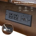 thumbnail image 3 of HULALA Home End Table with Charging Station, Side Table with Drawer and Pull-Out Shelf, Nightstand Bedside Table with USB Ports and Outlets Walnut, 3 of 8