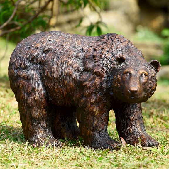SPI Polyresin Rust Finish Garden Walking Bear Statue