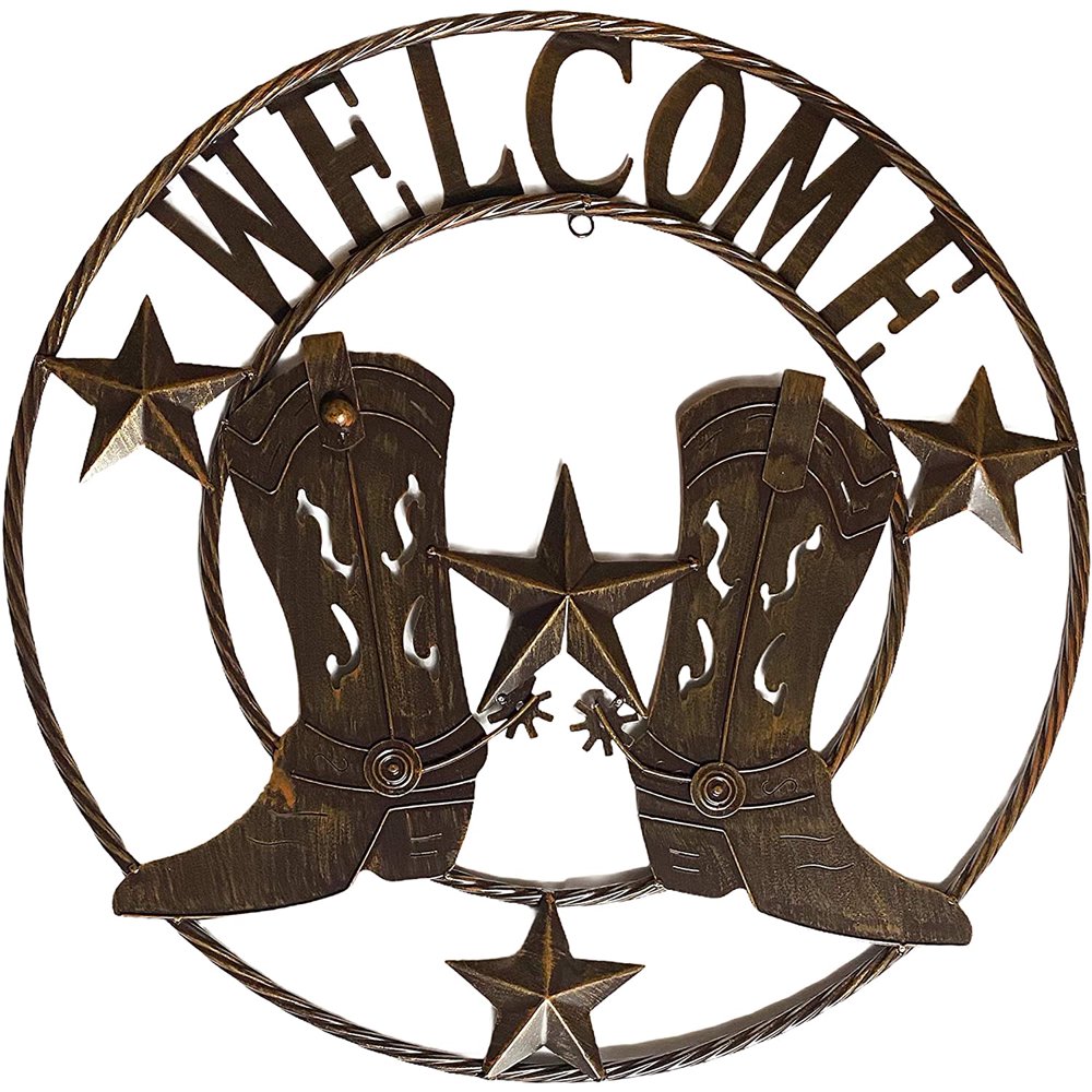 Urbalabs 24" Metal Barn Star Sign Boots Western