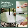 thumbnail image 3 of Round Outdoor Tablecloth with Umbrella Hole and Zipper, Sage Green Striped Fitted Table Cover with Elastic Edge for 45-54 Inch, Green White Ombre Farmhouse Gradient Waterproof Patio Tablecoths, 3 of 9