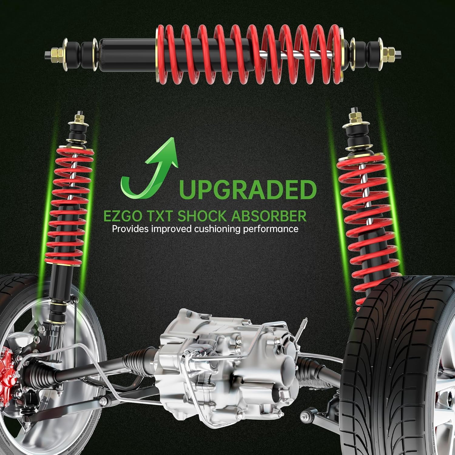 10L0L Golf Cart Front /Rear Shock Absorber Heavy Duty Coil Over Shocks for EZGO TXT Medalist 1994-up 76418-G01, 70928-G01, 70630-G01, 2pcs