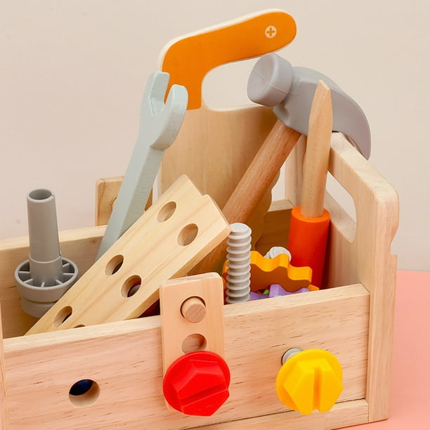 Caja de herramientas de madera juguetes educativos caja de herramientas de reparacion caja de herramientas de dibujos animados juguetes para ninos pequenos Walmart en linea