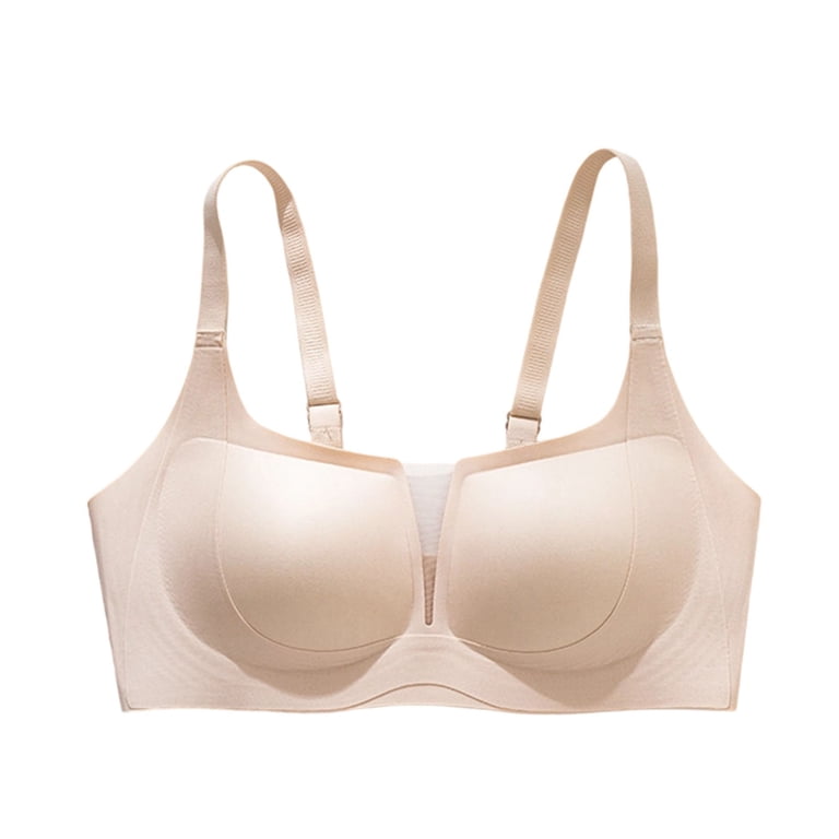 bra for low cut dress large bust ATOYSOY Wireless Seamless Bra For Large Breasts Deep U Cutout Wide  Adjustable Strap Full Bust Support Comfortable No Underwire Shaped Bra  Solid Color Daily Dress Wear