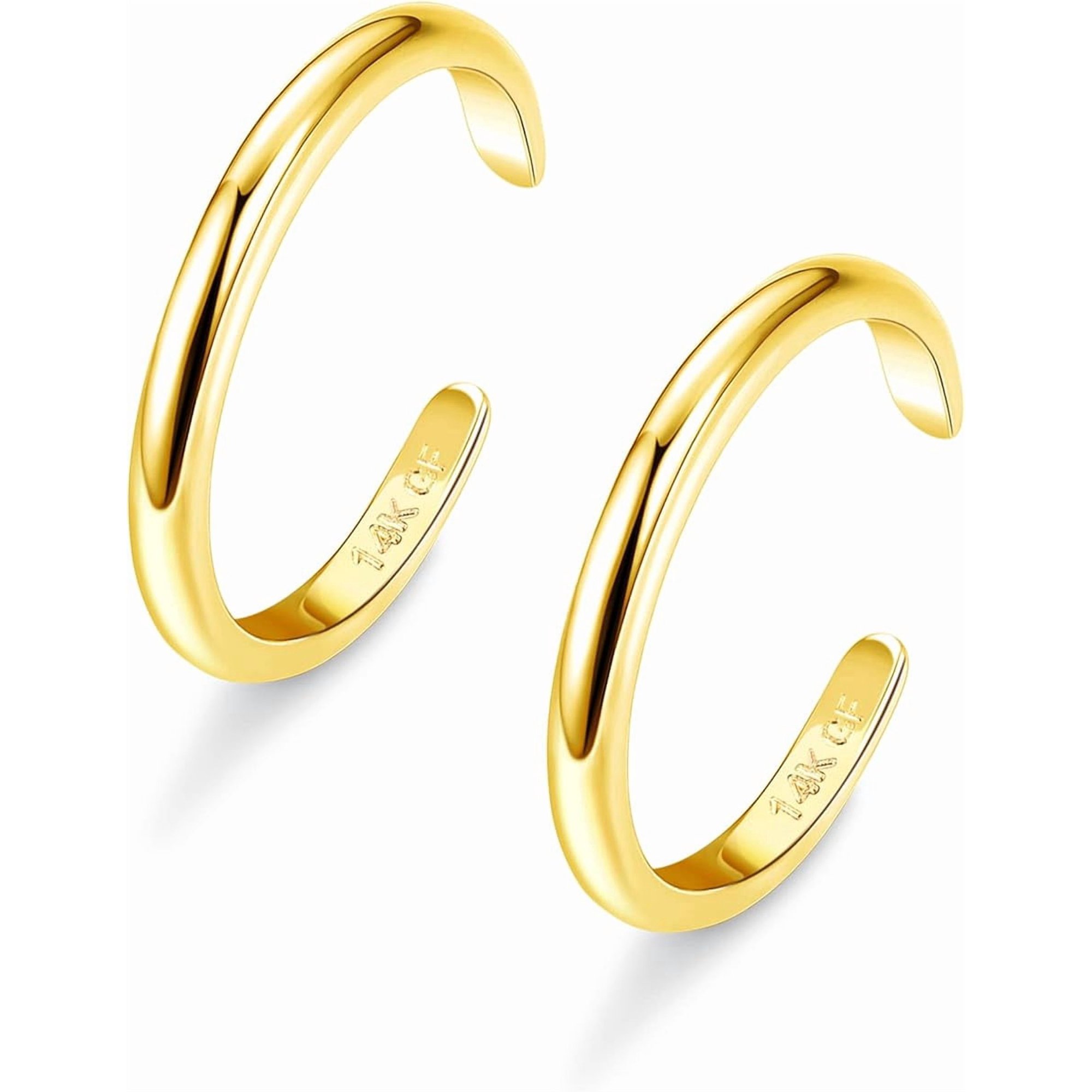 Tarien Adjustable Toe Rings for Women, 2-Piece Set (2mm and 3mm), Gold Open Toe Rings, Summer Beach Accessories