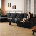 thumbnail image 4 of CKEASEA 135" Oversized Corduroy U Shaped Modular Sectional Sofa for Living Room, Boneless Couch with Left Facing Chaise & Ottoman, No Assembly Required, Convertible Sleeper Couch Compressed Foam Sofa, 4 of 10