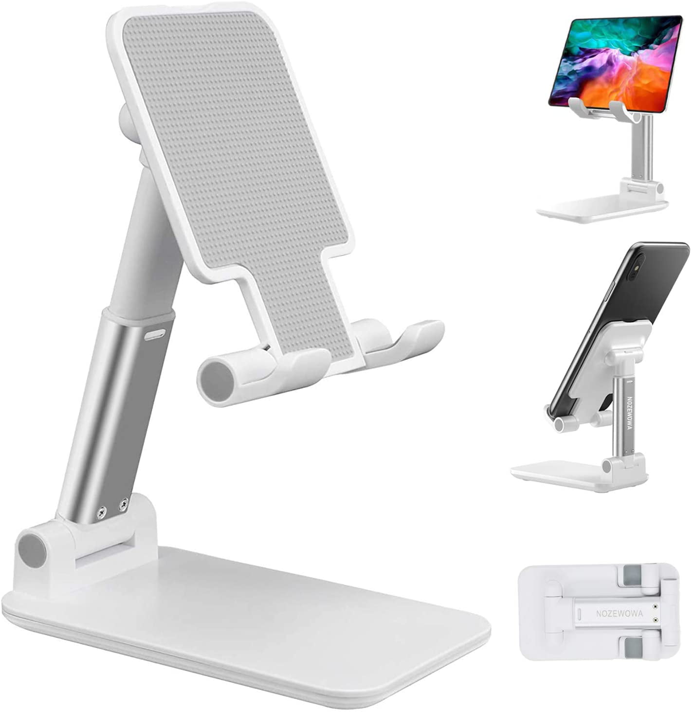Foldable Cell Phone & Tablet Stand Fully Foldable Anesty Cell Phone Stand Angle&Height  Adjustable Desktop Phone Holder Dock Cradle Compatible with Phones &Tablets 