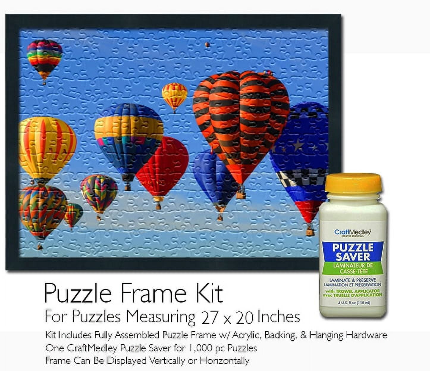19.75x27.5 Puzzle Frame Kit with Glue Sheets | White Mid Century Picture  Frame | Real Wood with UV Resistant Acrylic Front | Made to Preserve and