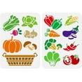 thumbnail image 2 of 2pcs 11.69"x8.27" Farm Vegetables Wall Stencil Templates Pumpkin Mushroom Broccoli Reusable Plastic Stencil for Painting on Wood Floor Tile Fabric Glass Furniture Pepper Corn Eggplant DIY Home Decor, 2 of 7