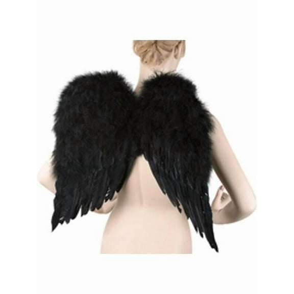 Adult Black Feathered Angel Costume Wings