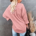 thumbnail image 4 of Blusa de solapa de manga larga con bolsillos Camisa casual con botones para mujer para otoño e invierno, 4 of 6