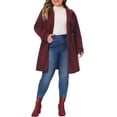 thumbnail image 3 of Agnes Orinda Women's Plus Size Coats Single Breasted Trench Jacket Winter Long Peacoats 1X Burgundy, 3 of 7