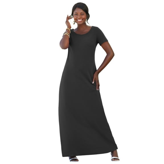Jessica London Women's Plus Size T-Shirt Casual Short Sleeve Maxi Dress