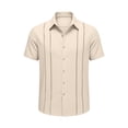 thumbnail image 4 of IWRICH Mens Cuban Guayabera Shirt Short Sleeve Button down Shirts Summer Beach Vacation Shirts Beige S, 4 of 4