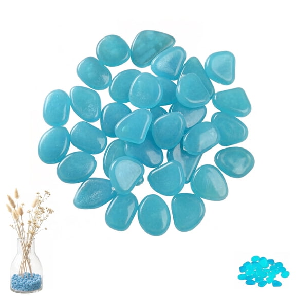 Glow in the Dark Garden Pebbles, Luminous Stones for Outdoor Landscaping, Solar Powered Glowing Rocks for Walkways, Yard, Lawn, DIY Crafts, Plant Pots & Fish Tank Decor (100 PCS)