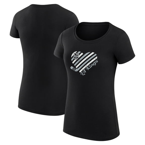 Women's G-III 4Her by Carl Banks  Black Los Angeles Kings Super-Slim Fit Lightweight Heart T-Shirt