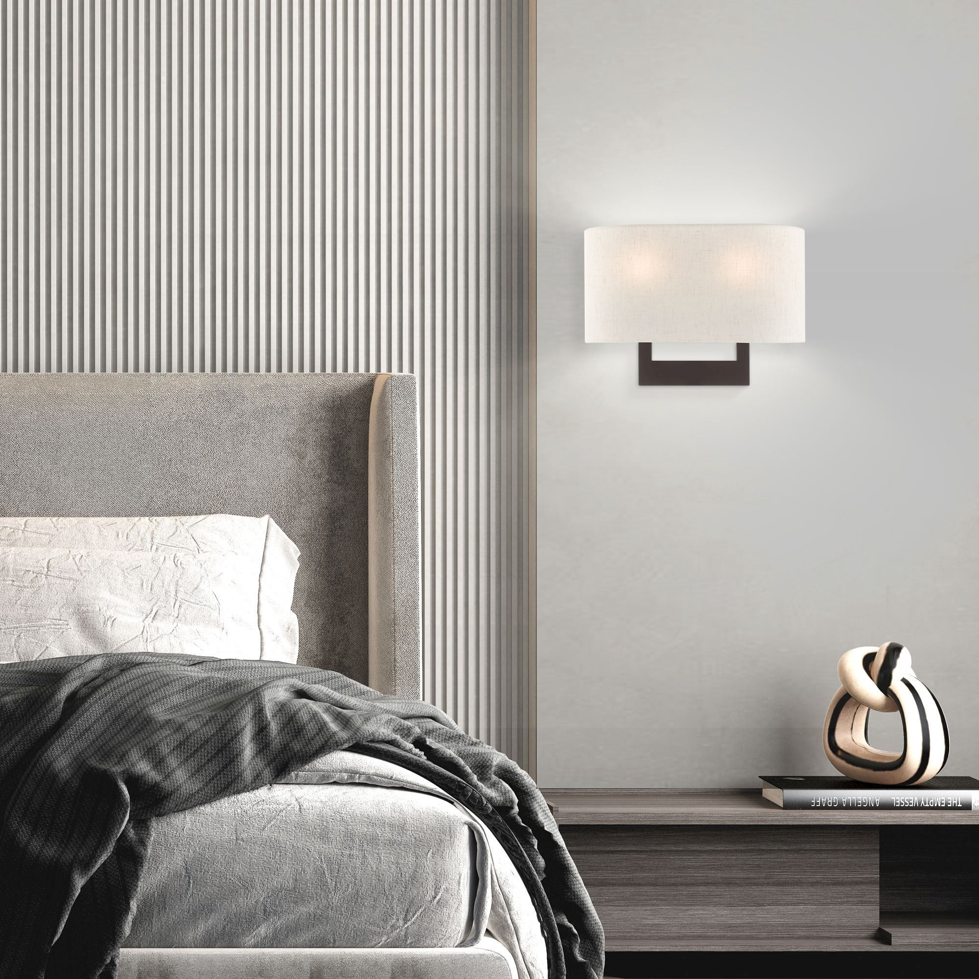 Livex Lighting 2-Light Contemporary Metal & Fabric Wall Sconce in Bronze