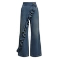 thumbnail image 5 of JUSLIO Womens Jeans,Lace Trim Full Length Casual Denim Trousers Solid Jeans, 5 of 5
