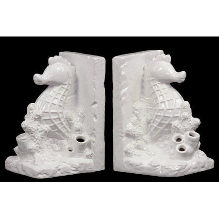 Urban Trends Collection: Ceramic Horsecoral Bookend Gloss Finish