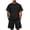 Black A1, variant on Mens Lightweight Summer Casual Solid Short Sleeved Shorts Elastic Waist Drawstring Set,Black,XXXL