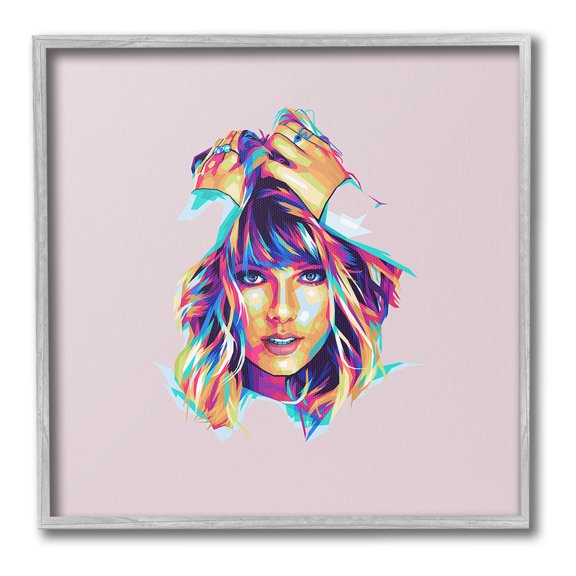 Stupell Industries Abstract Pop Star Abstract Painting Gray Framed Art Print Wall Art, 24 x 24