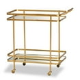 thumbnail image 2 of Bowery Hill Gold Finished Metal and Glass 2-Tier Mobile Wine Bar Cart, 2 of 8