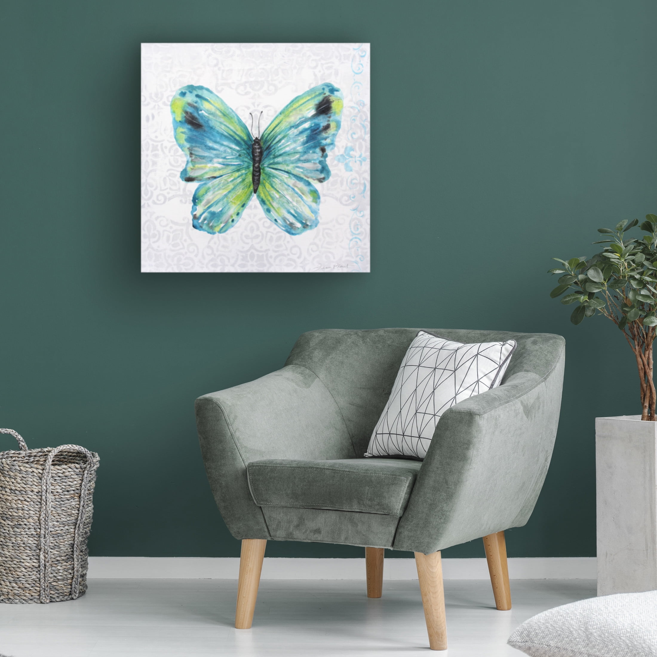 Canvas Wall Art - Jean Plout 'Elegant Butterfly A' Wall Art for Living Room, Bedroom, or Office Décor by Trademark Fine Art - 24 x 24 Inches