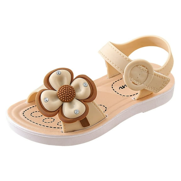 Lujianch Children Shoes Comfortable Soft SSole Sandals Fashionable Flower Princess Seaside Beach Sandals Shoes Non- Girls Slippers Size 9.5