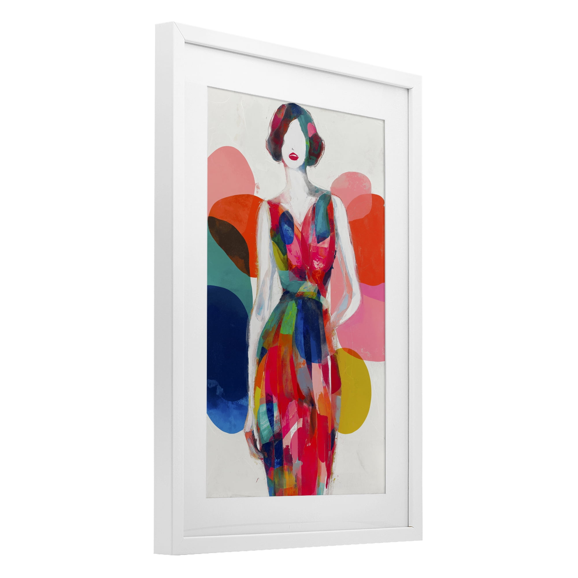 Stupell Industries Deco Fashion Woman White Framed Print Under Glass, design by Chromatic Storm Studio