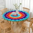 thumbnail image 3 of Colorful Tie Dye Mandala Pattern Round Fitted Tablecloth with Elastic Edge,Dining Table Cover Waterproof,Outdoor Round Tablecloth for Camping,Dining,Indoor and Outdoor, 3 of 7