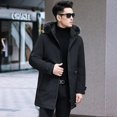 thumbnail image 4 of Chaqueta larga con cuello de piel de zorro sintética para hombre, ropa de diseñador para hombre, chaqueta de invierno con relleno de pato de lujo para hombre, abrigo de invierno cálido para hombre, 4 of 5