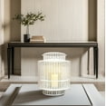 thumbnail image 5 of Large White Candle Lantern with Clear Glass Candle Holder Metal Lantern Entryway Living Room Bedroom Decorative Lantern with Carry Handle 8.86 x 8.86 x 12.20 inches, 5 of 7