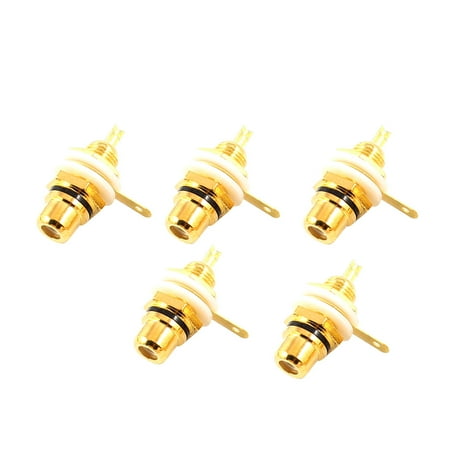 Rca Chassis Socket - 5 Pcs RCA Phono Chassis Panel Mount RCA Female Cable Connector Socket Gold Tone