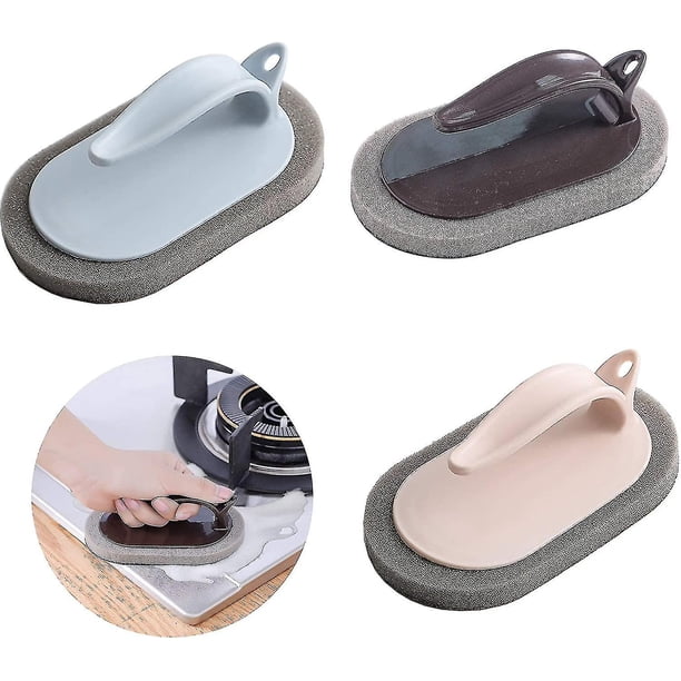 Cepillos de olla de cepillo de limpieza descontaminación 3 uds, cepillo de limpieza de esponja con mango