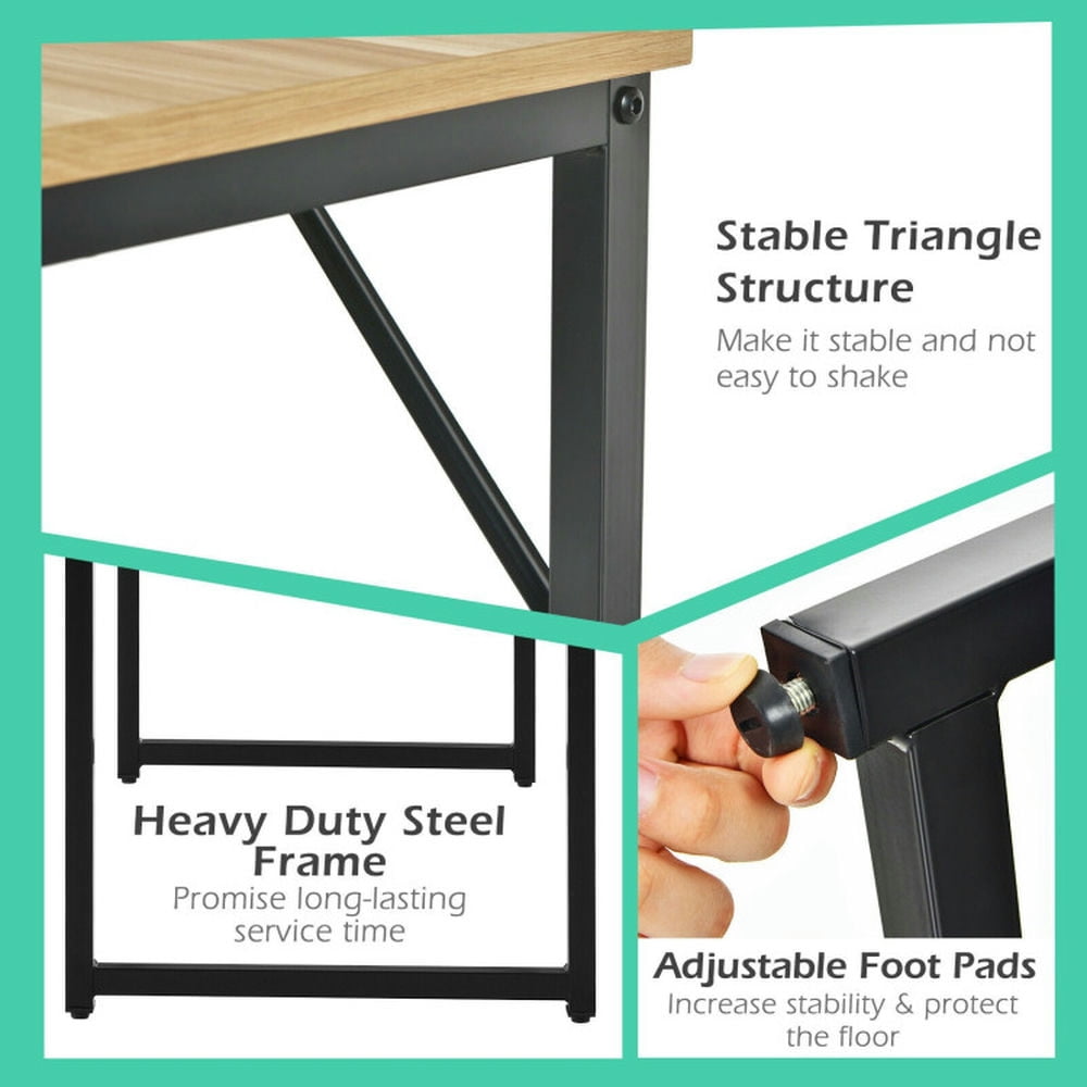 Demi Bonn L Shaped Computer Desk and Writing Workstation for Home and Office, Natural