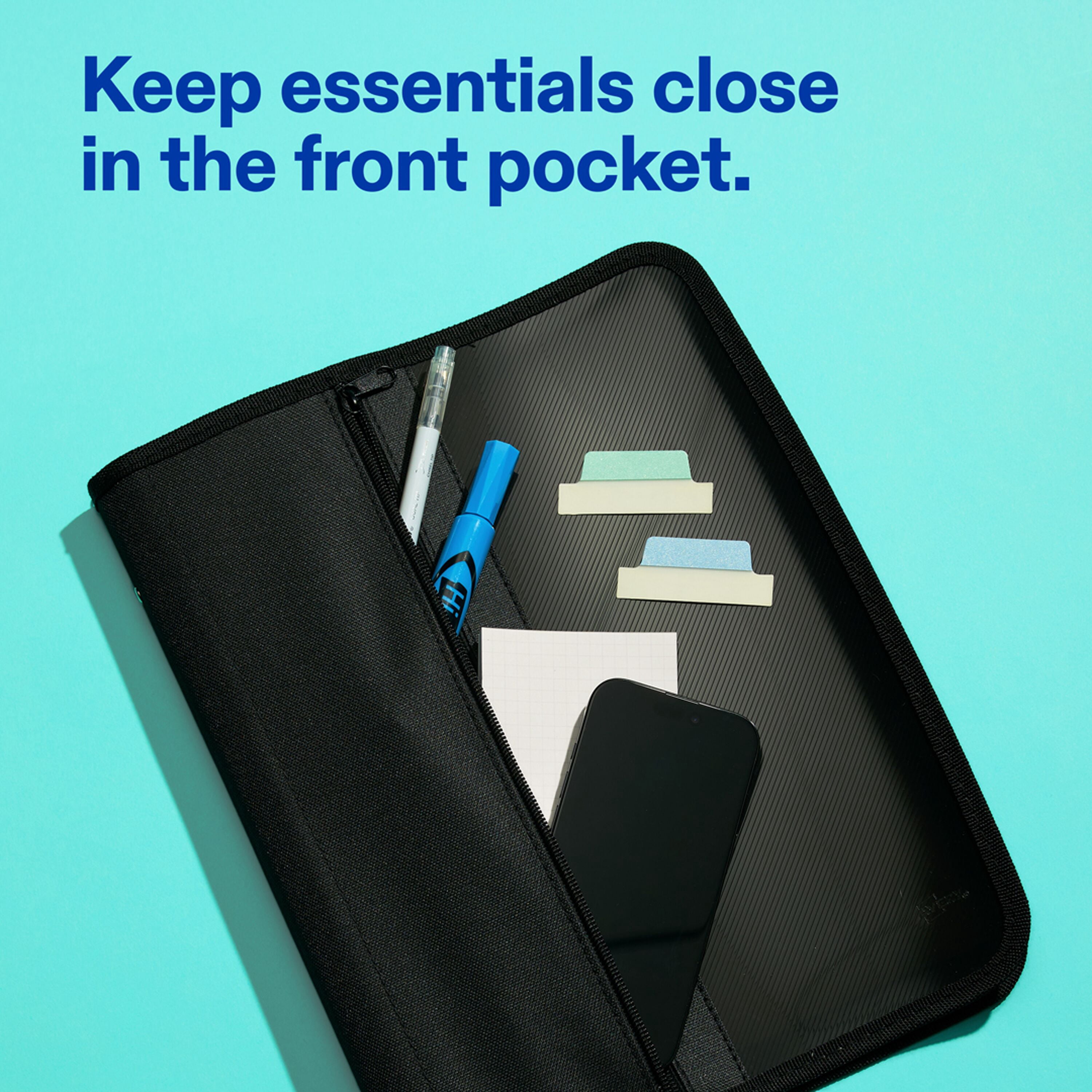 Avery Zipper Binder, 1", Black, Round Ring, Front Pocket, Lightweight, 175 Sheet Capacity, 1 Binder