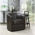 thumbnail image 2 of Pemberly Row Faux Leather Swivel Accent Chair in Dark Brown, 2 of 5