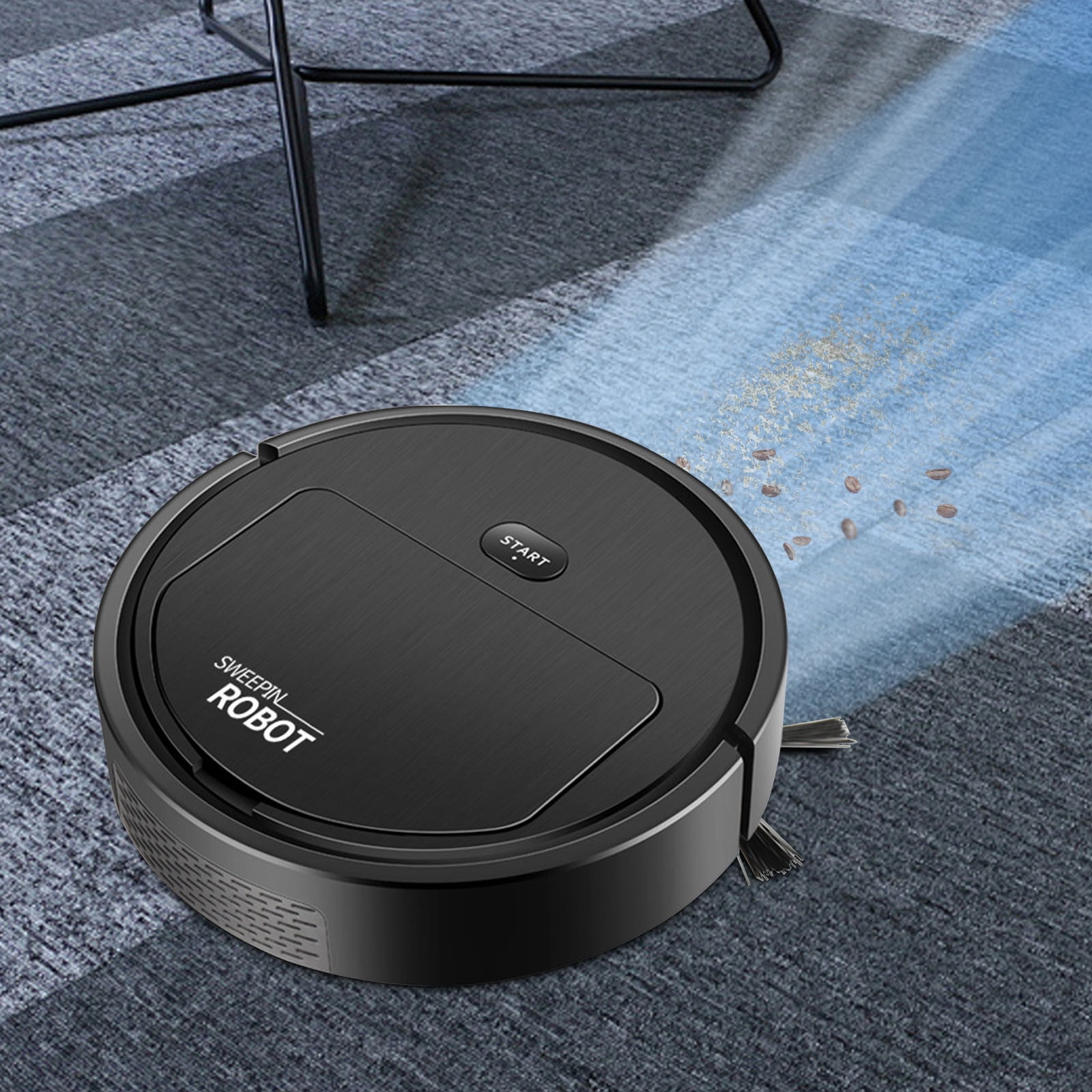 SPOORYYO Robot Vacuum And Mop 3-in-1 Sweeping Suction Mopping 1500Pa USB Rechargeable 60 Min Runtime Low Noise for Home Floor Cleaning