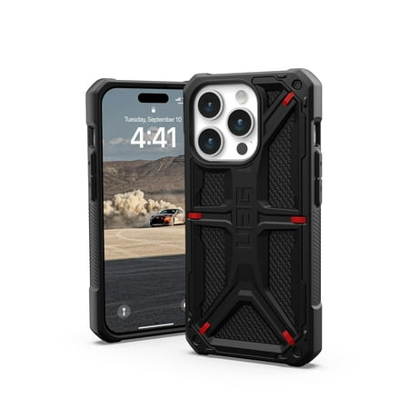 UAG Case Compatible with iPhone 15 Pro Case 6.1" Monarch Kevlar Black Rugged Heavy Duty Military Grade Drop Tested Protective Cover by URBAN ARMOR GEAR